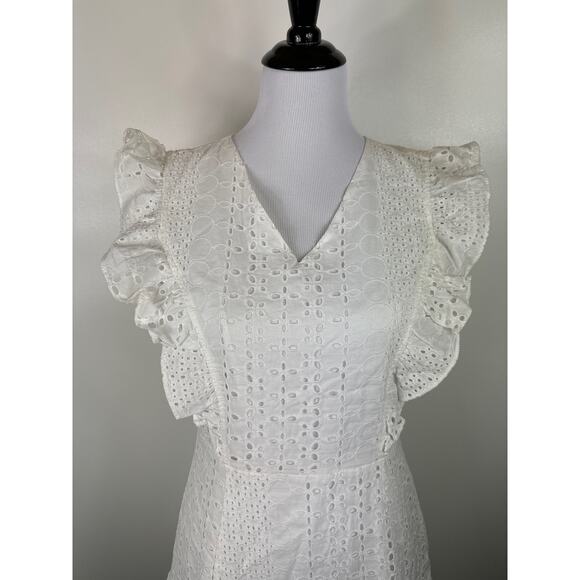 Miss Me White Eyelet and Ruffle Western Mini Dress, Size Small, White - Picture 4 of 13